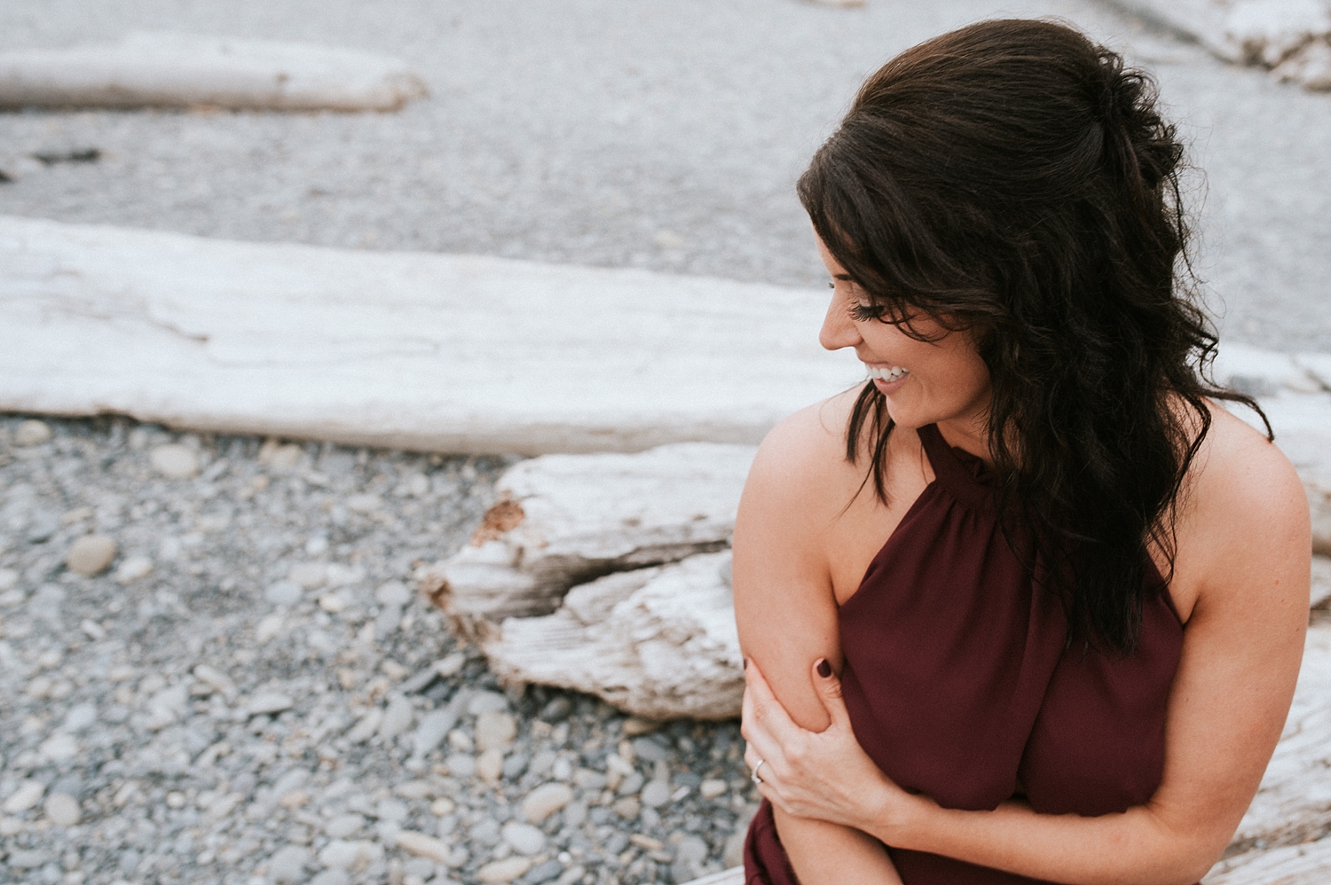 Bride to be at Ruby Beach Engagement Session | Meg Newton Photography