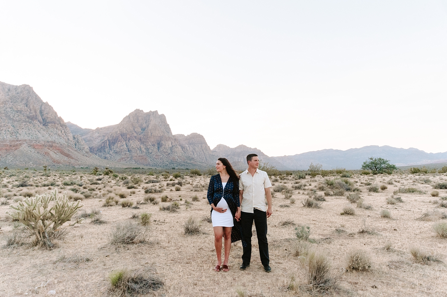 Couple maternity photoshoot in the Las Vegas Red Rocks. Photographed by Meg Newton Photography