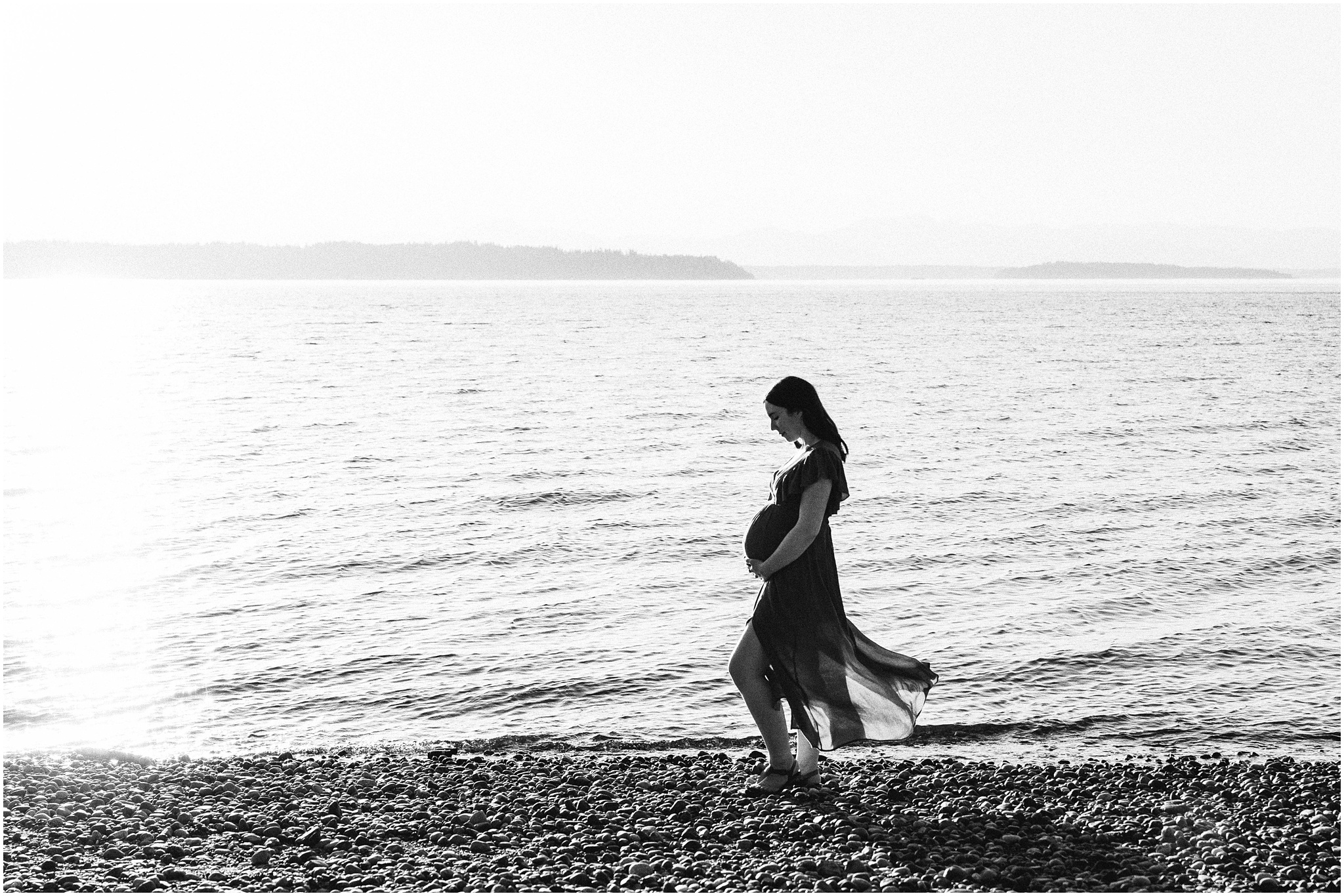 Mama walks along shore at Saltwater State Park. Photo by Meg Newton Photography.